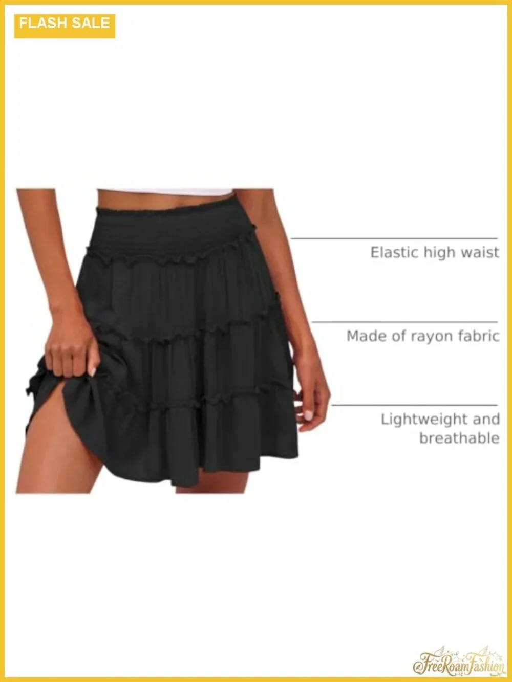 Women Ruffle Tiered Skort with Built-in Shorts High Waist Rayon Boho Beach Mini